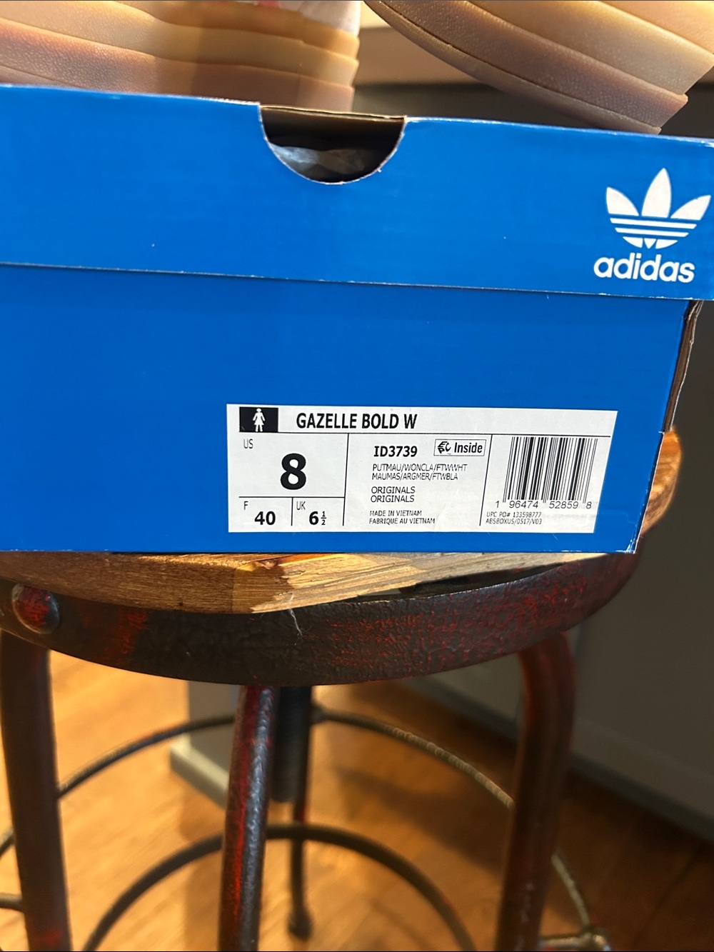 NWB adidas Gazelle Blush Suede Sneakers with Pink Swirl Accents - Picture 2 of 12